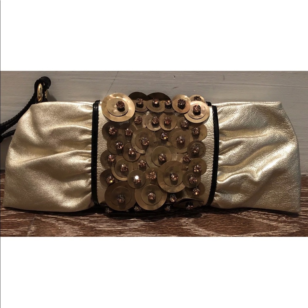 ❤️SOLD❤️VALENTINO METALLIC GOLD EMBELLISHED CLUTCH